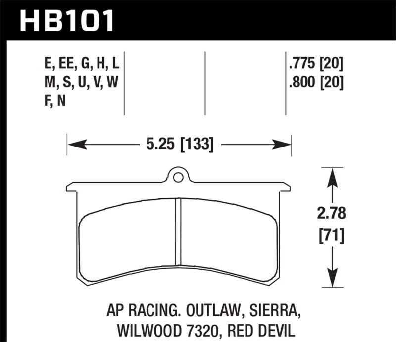 Hawk AP Racing Essex / Brakeman / CNC / Coleman / Outlaw / Wilwood HT-10 Race Brake Pads-thumbmail-8