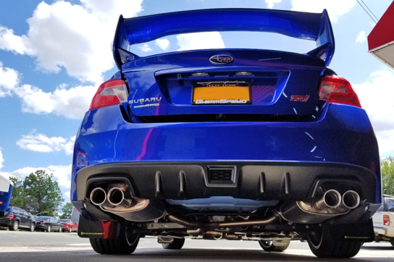 Rally Armor 15-21 Subaru WRX/STI (Sedan ONLY) Black UR Mud Flap w/ Green Logo-thumbmail-6