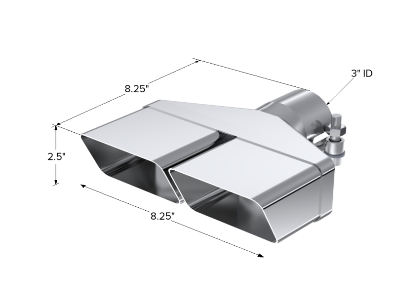 MBRP Universal Tip 8inx 2.375in ID Rectangle 2.5in O.D. inlet 8.25in length T304-thumbmail-3