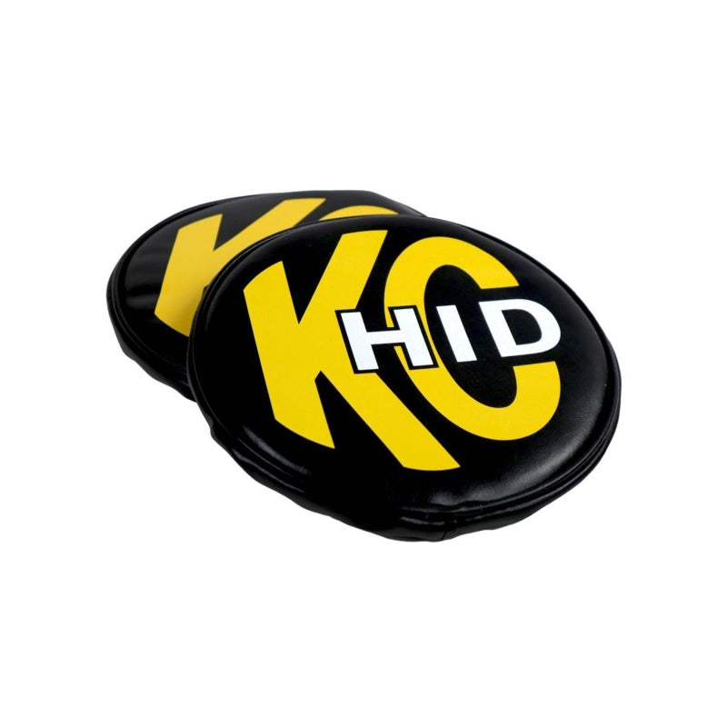 KC HiLiTES 8in. Round Soft Cover HID (Pair) - Black w/Yellow Brushed KC Logo-thumbmail-9