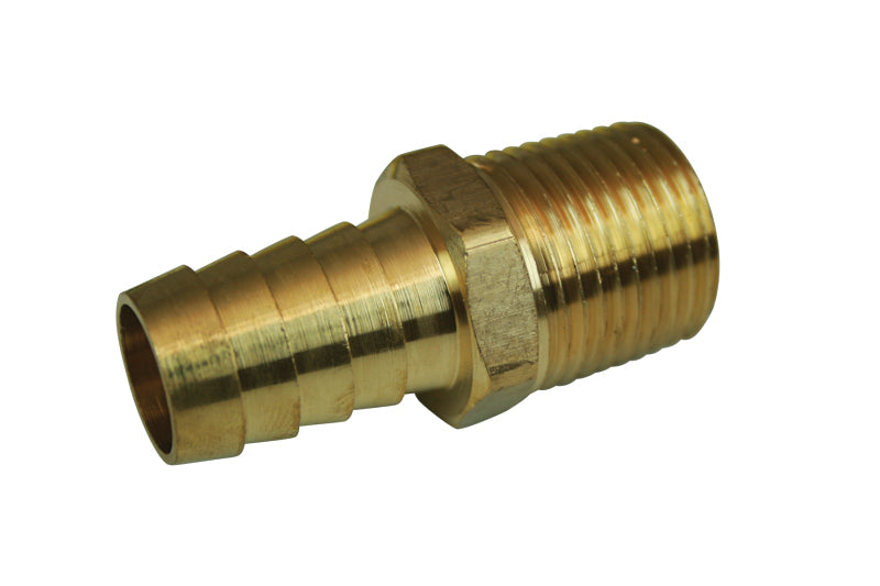 Moroso Straight Fitting - 1/2in NPT to 5/8in Barbed - Brass - Single-thumbmail-1