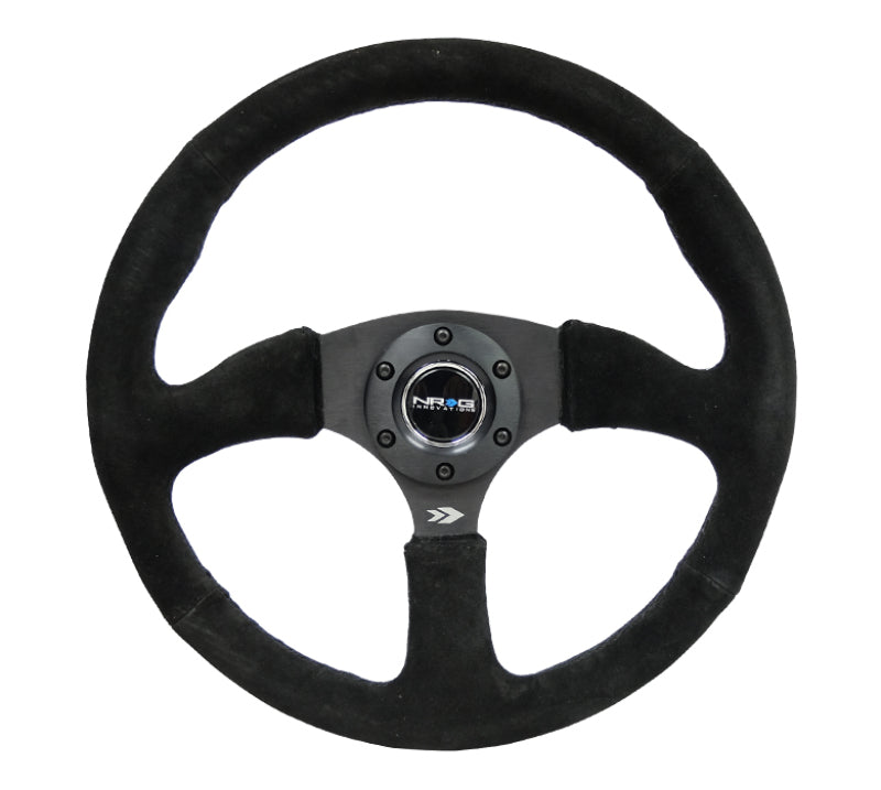 NRG Reinforced Steering Wheel (350mm / 2.5in. Deep) Blk Suede Comfort Grip w/5mm Matte Blk Spokes-thumbmail-3