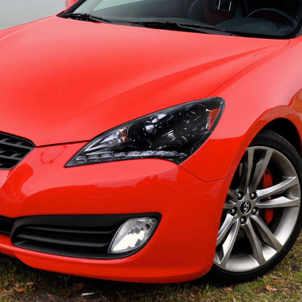 Spec D 2010-2012 Hyundai Genesis Coupe R8 Style LED Strip Projector Headlights (Glossy Black Housing/Smoke Lens)-thumbmail-10