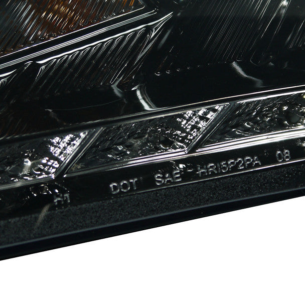 Spec D 2010-2012 Hyundai Genesis Coupe R8 Style LED Strip Projector Headlights (Glossy Black Housing/Smoke Lens)-thumbmail-4