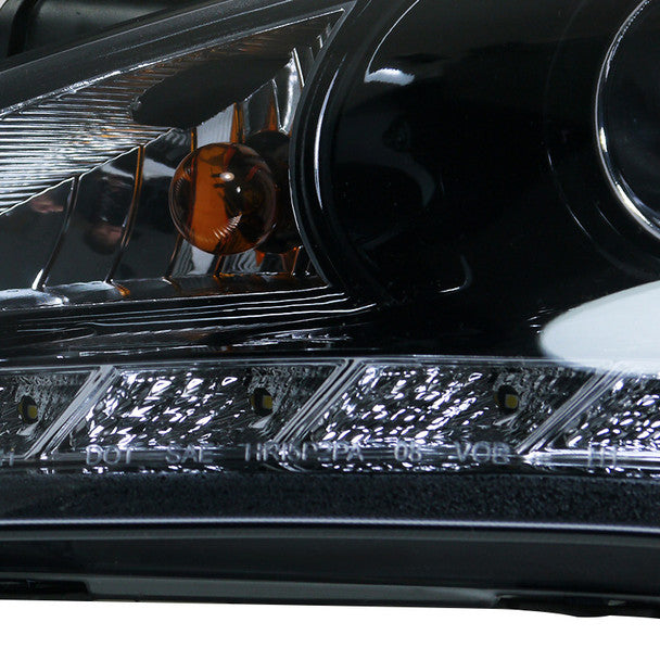Spec D 2010-2012 Hyundai Genesis Coupe R8 Style LED Strip Projector Headlights (Glossy Black Housing/Smoke Lens)-thumbmail-7