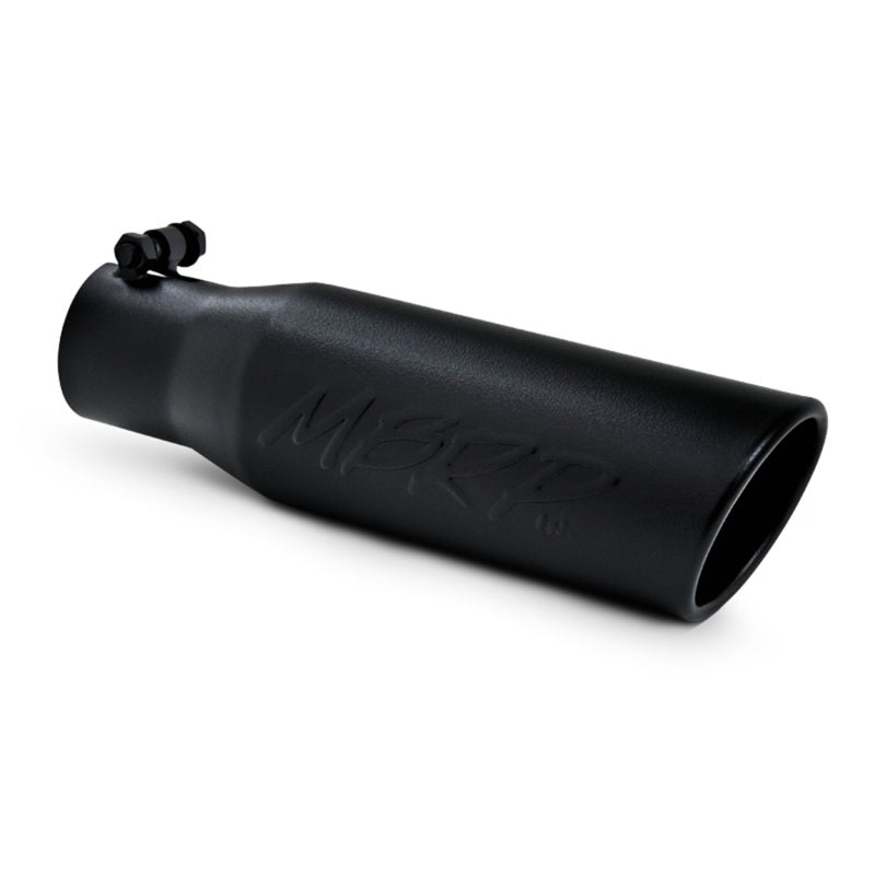 MBRP Universal Tip 3in O.D. Angled Rolled End 2 inlet 12 length - Black Finish-thumbmail-3