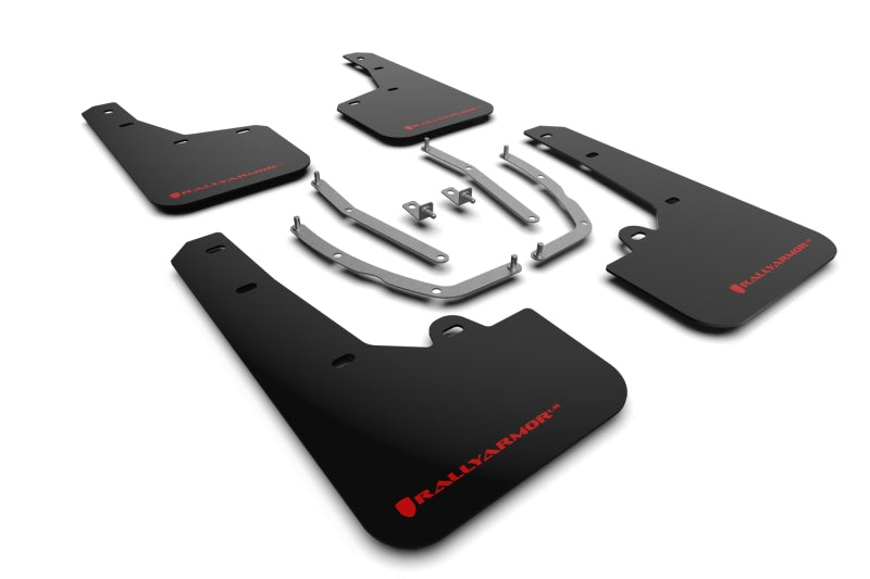 Rally Armor 2022 Hyundai Tucson Black UR Mud Flap w/ Red Logo-thumbmail-1