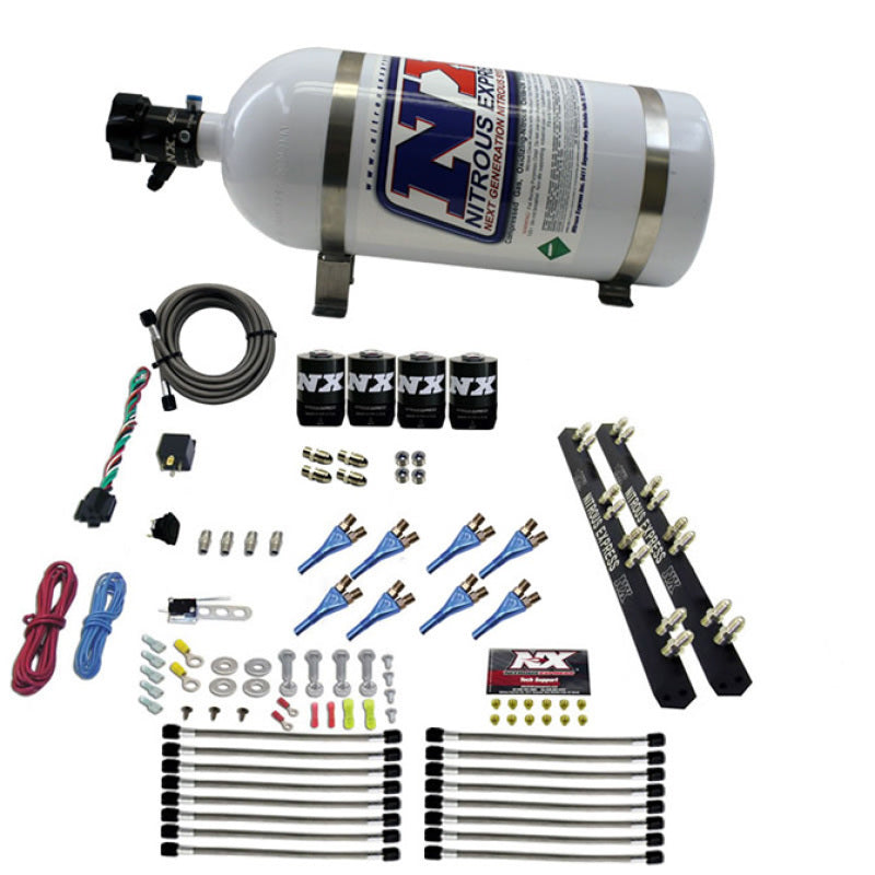 Nitrous Express 8 Cyl Soft Line Shark Rail Nitrous Kit w/10lb Bottle-thumbmail-2