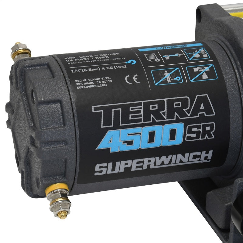 Superwinch 4500 LBS 12V DC 1/4in x 50ft Synthetic Rope Terra 4500SR Winch - Gray Wrinkle-thumbmail-9