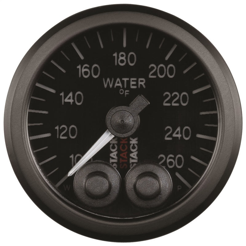 Autometer Stack Pro Control 52mm 100-260 deg F Water Temp Gauge - Black (1/8in NPTF Male)-thumbmail-3