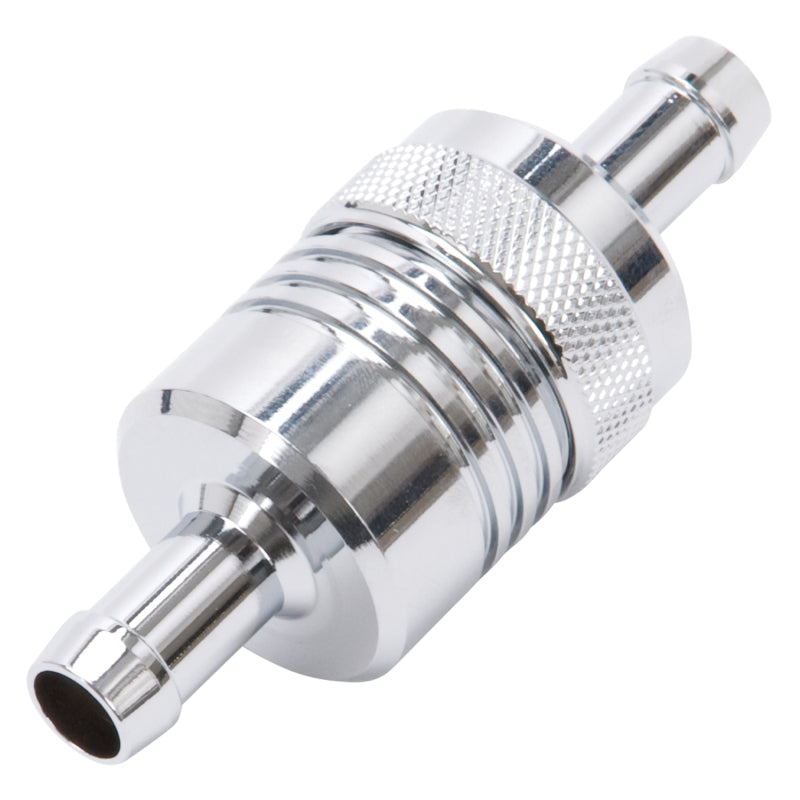 Edelbrock Fuel Filter Aluminum 3In X 01/ 1/8In 3/8In Inlet/Outlet Chrome-thumbmail-8