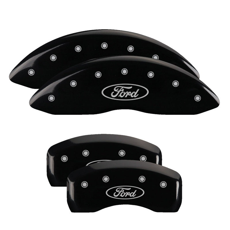 MGP 4 Caliper Covers Engraved Front & Rear Tiffany Snake Yellow Finish Black Char 2005 Ford Mustang-thumbmail-3