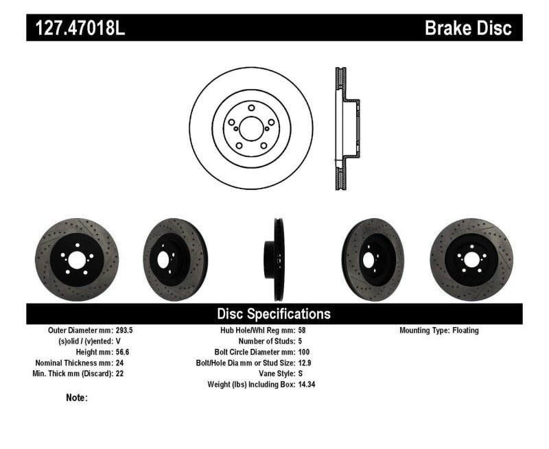 StopTech 02-10 Subaru WRX Slotted & Drilled Left Front Rotor (exc. STi)-thumbmail-14