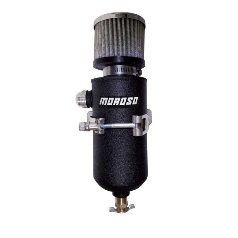Moroso 12AN Male Catch Can Breather Tank - Black Powder Coat-thumbmail-1
