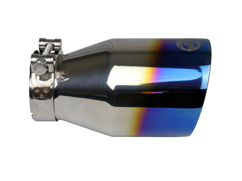 aFe Mach Force XP 304 Stainless Steel Clamp-On Exhaust Tip 2.5in Inlet / 4in Outlet - Blue Flame-thumbmail-6