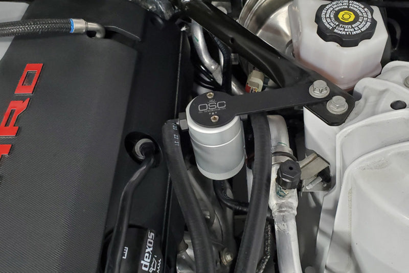 J&L 16-22 Chevrolet Camaro LT1 6.2L Drivers Side Oil Separator 3.0 - Clear Anodized-thumbmail-2