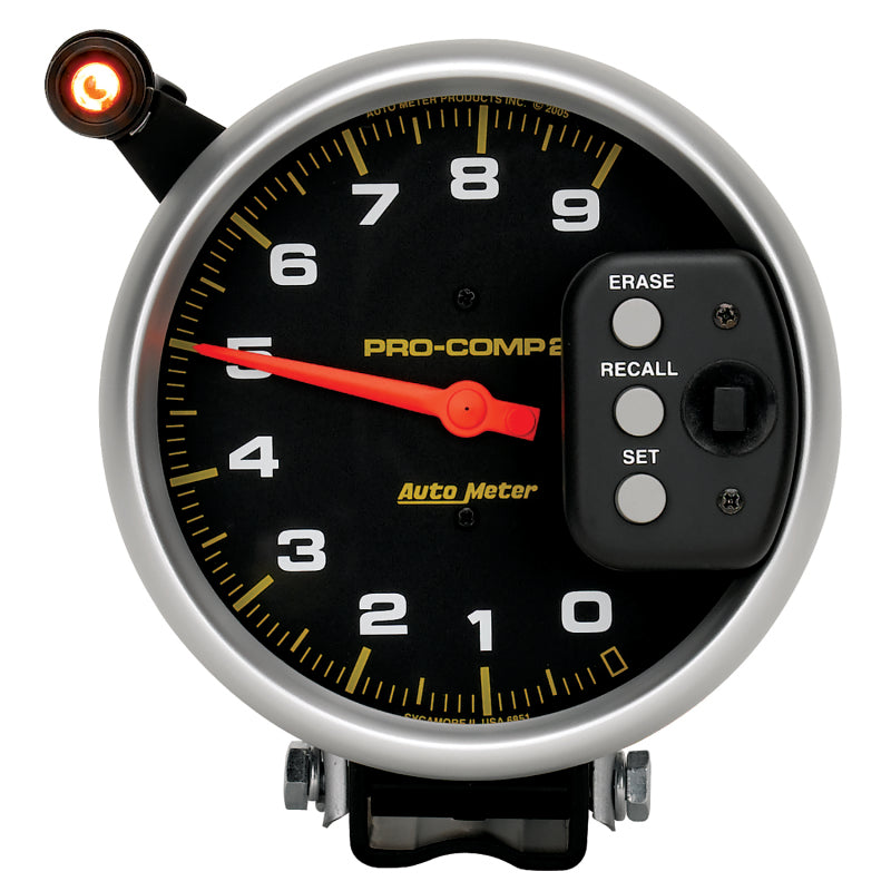 AutoMeter Gauge Tach 5in. 9K RPM Pedestal W/ Quick Lite & Peak Memory Pro-Comp-thumbmail-1