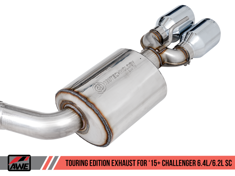 AWE Tuning 2015+ Dodge Challenger 6.4L/6.2L Non-Resonated Touring Edition Exhaust - Quad Silver Tips-thumbmail-8