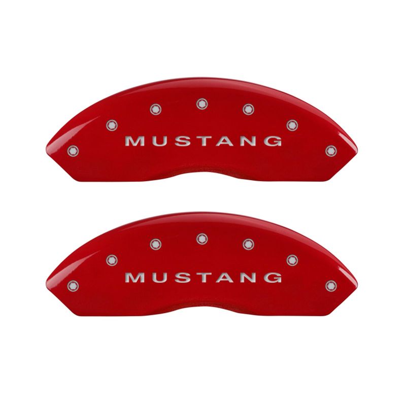 MGP 4 Caliper Covers Engraved Front Mustang Engraved Rear Bar & Pony Red finish silver ch-thumbmail-3