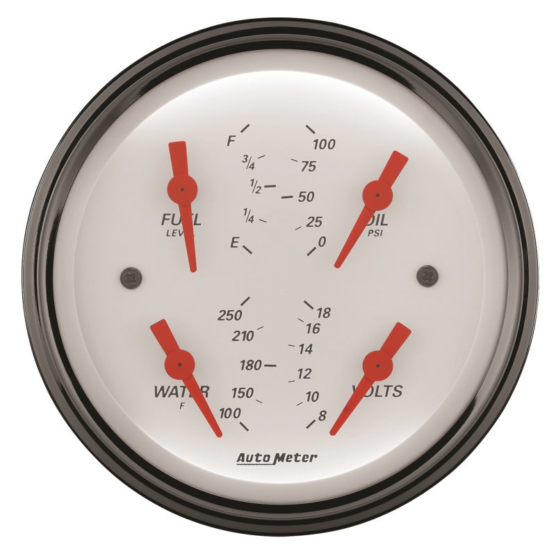 AutoMeter Gauge Quad 3-3/8in. 0 Ohm(e) to 90 Ohm(f)Elec Arctic White-thumbmail-2