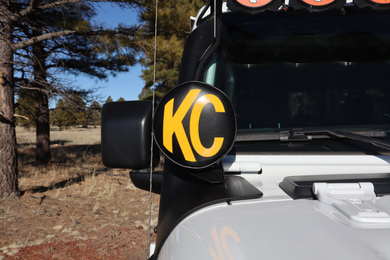 KC HiLiTES 6in. Round Soft Cover (Pair) - Black w/Yellow KC Logo-thumbmail-9