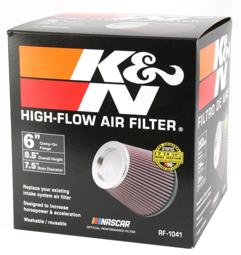 K&N Round Tapered Universal Air Filter 6 inch Flange 7 1/2 inch Base 5 inch Top 7 1/2 inch Height-thumbmail-24