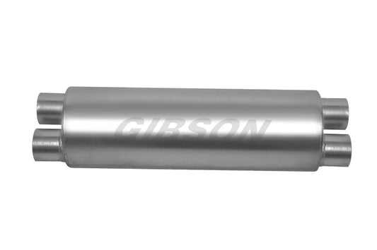Gibson SFT Superflow Dual/Dual Round Muffler - 8x24in/3in Inlet/2.5in Outlet - Stainless