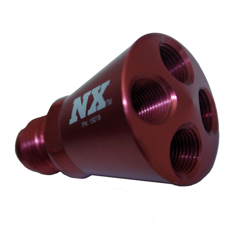 Nitrous Express 4 Port Showerhead Distribution Block w/6AN Inlet - Red-thumbmail-2
