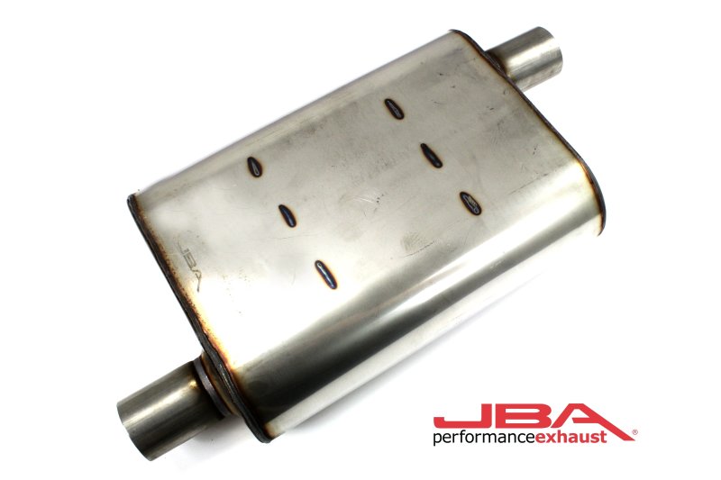 JBA Universal Chambered Style 304SS Muffler 13x9.75x4 2in Inlet Diameter Offset/Offset-thumbmail-2