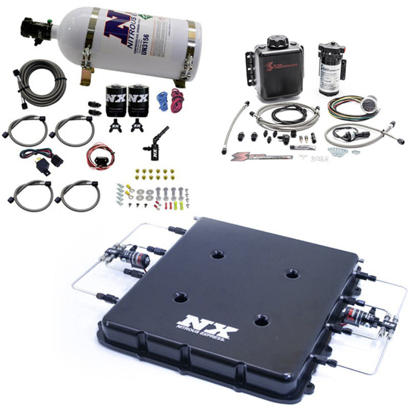 Nitrous Express Nitrous & Water Injection Kit w/Billet LT4 Supercharger Lid w/10lb Bottle-thumbmail-2