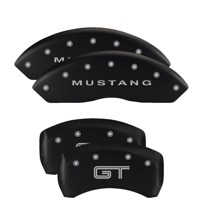 MGP 4 Caliper Covers Engraved Front Mustang Engraved Rear GT Black finish silver ch-thumbmail-3