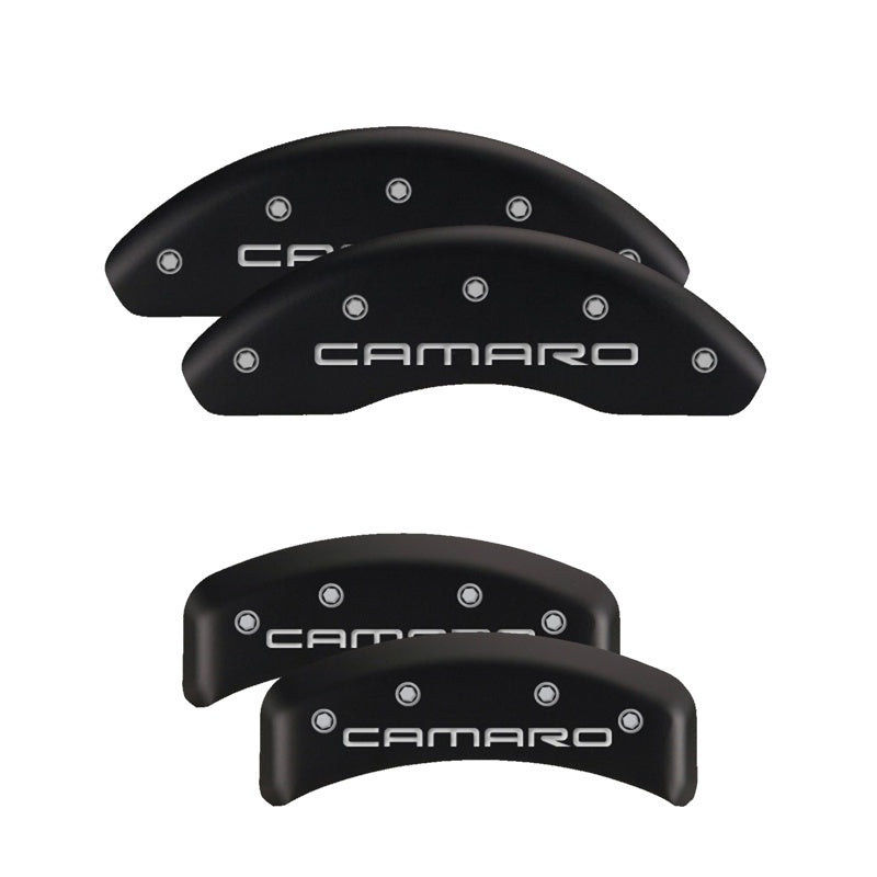 MGP 4 Caliper Covers Engraved Front & Rear With stripes/Challenger Black finish silver ch-thumbmail-3