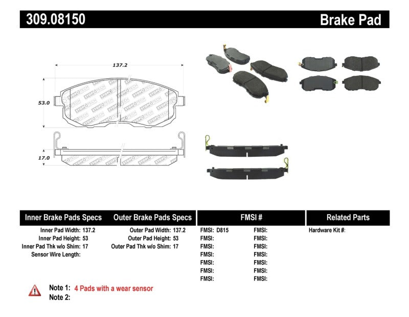StopTech Performance 02-05 Infiniti G35 / 07-09 Nissan Altima/Sentra / 6/02-05 350Z Front Brake Pa-thumbmail-10
