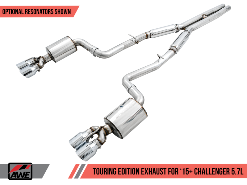 AWE Tuning 2017+ Challenger 5.7L Touring Edition Exhaust - Non-Resonated - Chrome Silver Quad Tips-thumbmail-8
