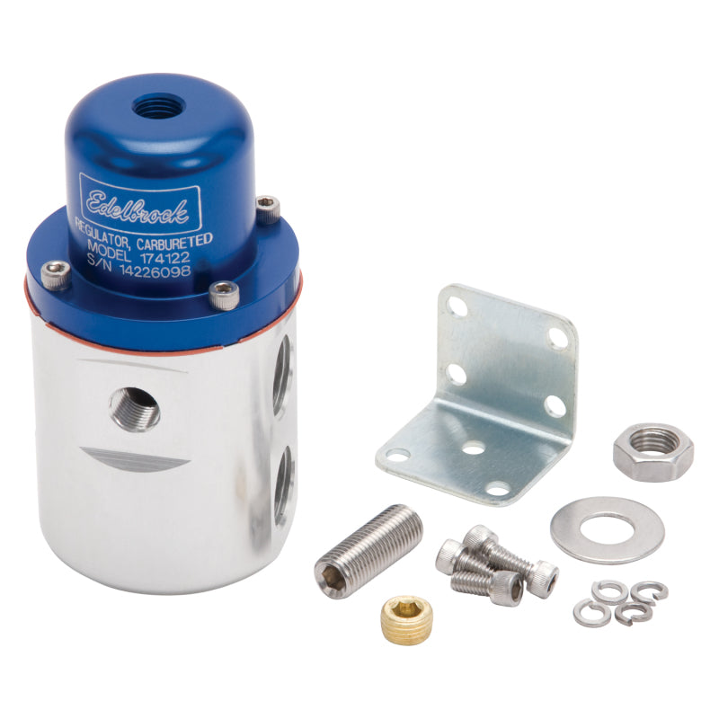 Edelbrock Fuel Pressure Regulator Carbureted 160 GPH 5-10 PSI 3/8In In/Out Returnless Blue/Clear-thumbmail-4