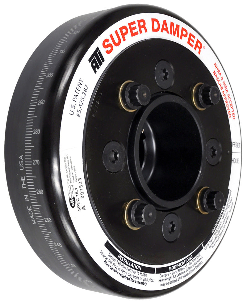 ATI Damper - 6.325in - Steel - Ford SB & 6 Cyl - 4 Bolt OEM - 3.35in Long - C-Timing - 3 Ring-thumbmail-1