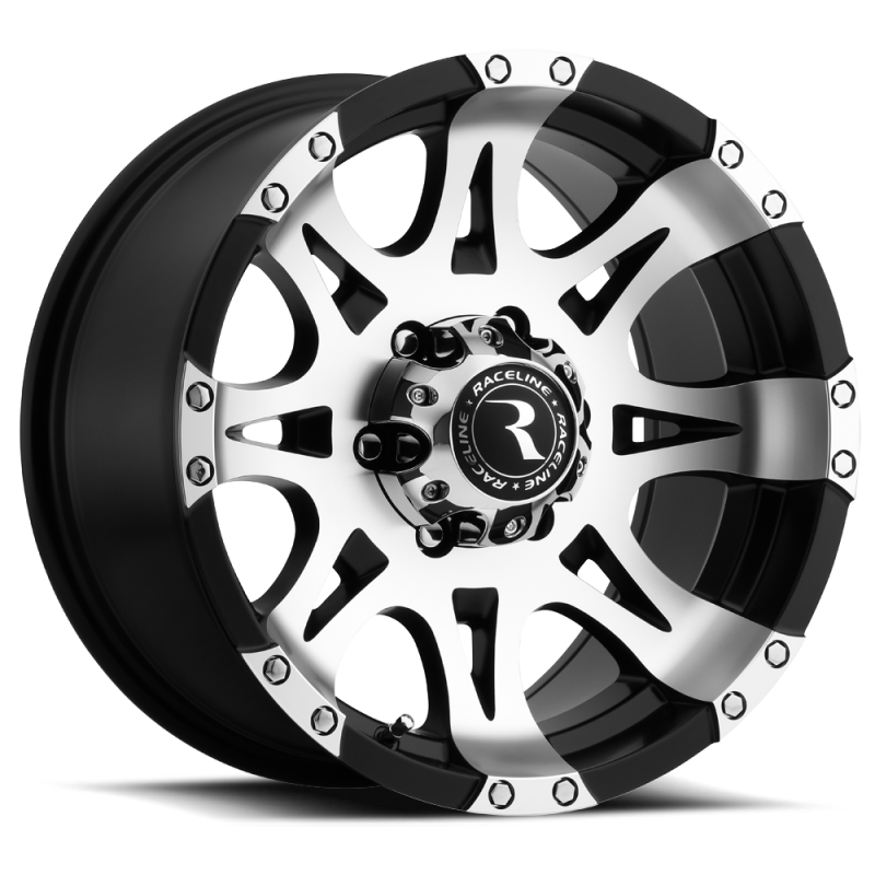Raceline 982 Raptor 16x8in / 8x170 BP / 0mm Offset / 130.81mm Bore - Black & Machined Wheel-thumbmail-1