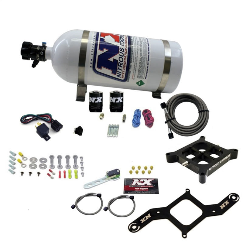 Nitrous Express 4150 Single Entry Billet Crossbar Nitrous Plate Kit (50-300HP) w/10lb Bottle-thumbmail-2