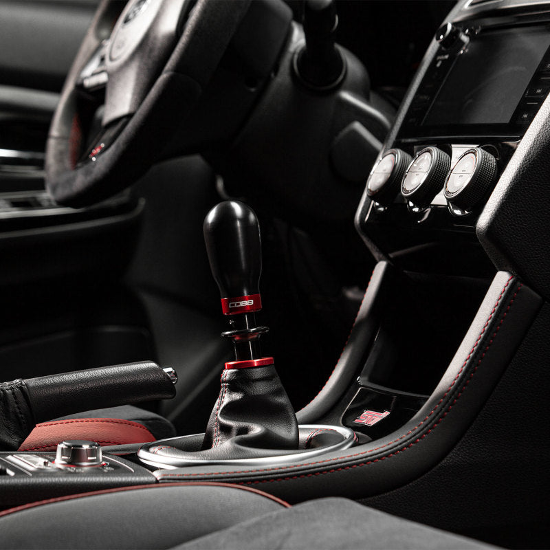Cobb Subaru 6-Speed Tall Weighted COBB Shift Knob - Black (Incl. Both Red + Blk Collars)-thumbmail-4
