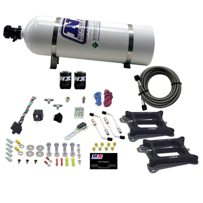 Nitrous Express Dual Holley/Gasoline Nitrous Kit (100-500HP) w/15lb Bottle-thumbmail-2