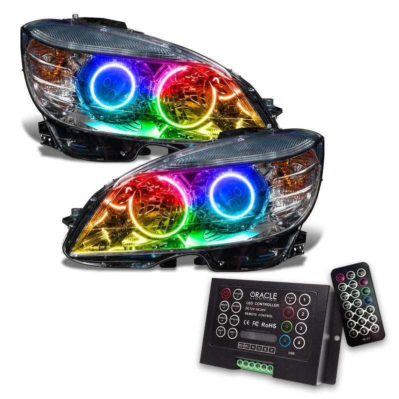 Oracle 08-11 Mercedes Benz C-Class Pre-Assem. Headlights Chrome Housing- ColorSHIFT w/2.0 Controller-thumbmail-7