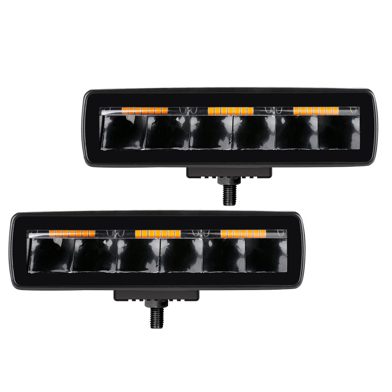 Go Rhino Xplor Blackout Combo Series Sixline LED Spot Lights w/Amber (Surface Mount) - Blk (Pair)-thumbmail-1