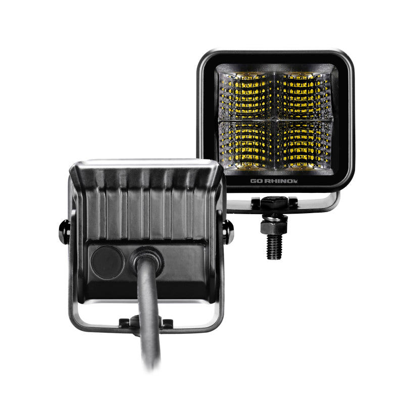 Go Rhino Xplor Blackout Series Cube LED Flood Light Kit (Surface/Threaded Stud Mnt) 2x2 - Blk (Pair)-thumbmail-9