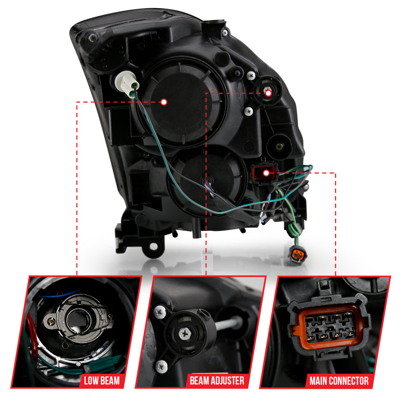 ANZO 2003-2007 Infiniti G35 Projector Headlight Plank Style Black (HID Compatible, No HID Kit )-thumbmail-9