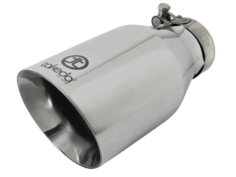 aFe Takeda 304 Stainless Steel Clamp-On Exhaust Tip 2.5in. Inlet / 4.5in. Outlet / 9in. L - Polished-thumbmail-1