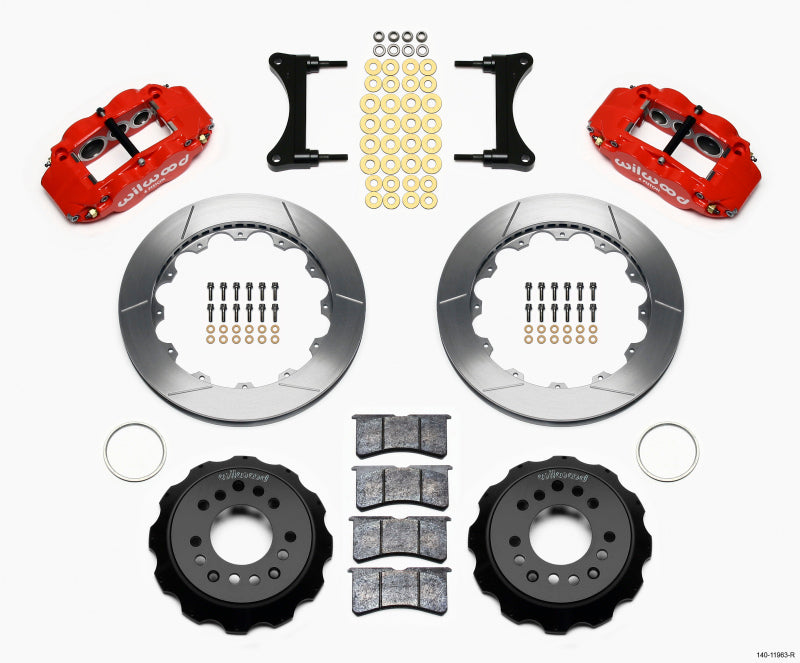 Wilwood Narrow Superlite 6R Front Hat Kit 12.88in Red 93-96 Mazda RX7-thumbmail-2
