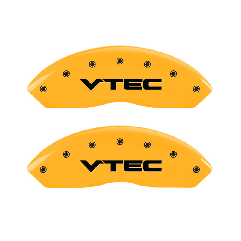 MGP 4 Caliper Covers Engraved Front & Rear Vtech Yellow Finish Black Char 2007 Honda Accord-thumbmail-2