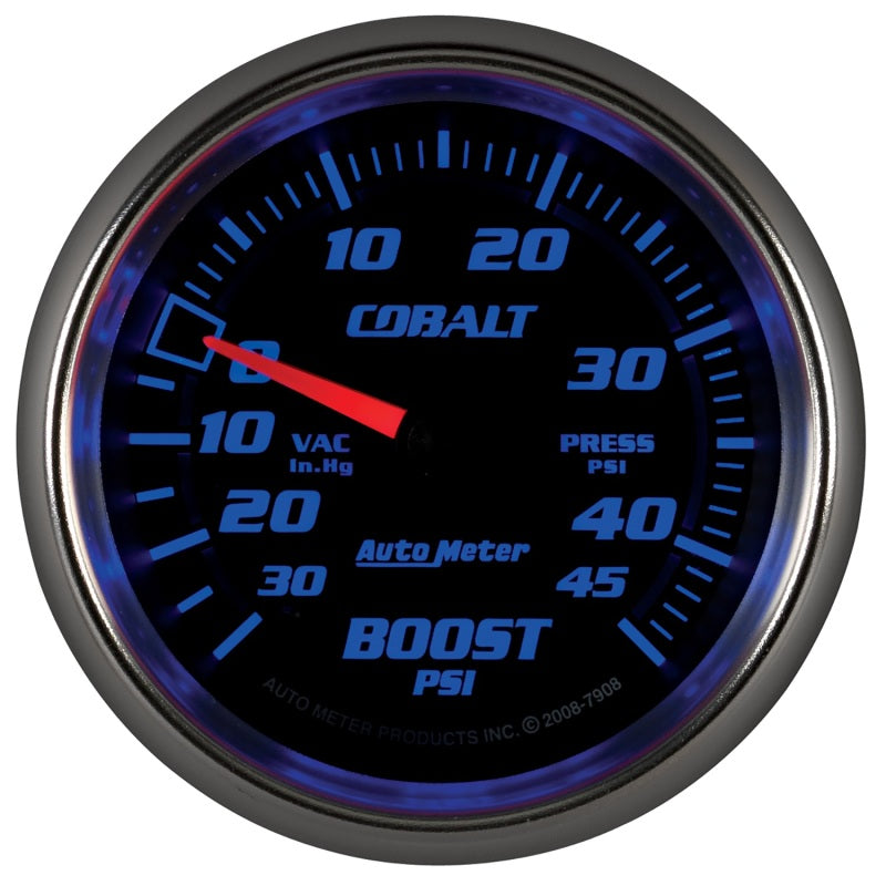 AutoMeter Gauge Vac/Boost 2-5/8in. 30Inhg-45PSI Mechanical Cobalt-thumbmail-5