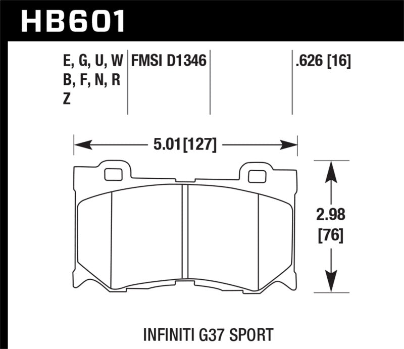 Hawk Infiniti G37 Sport HP+ Street Front Brake Pads-thumbmail-8