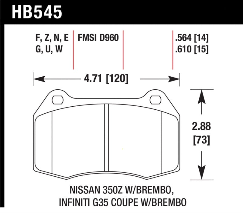 Hawk 04-09 Infiniti G35 3.5L Base Brembo Brakes OE Incl.Pin Clips Shims Front ER-1 Brake Pads-thumbmail-1